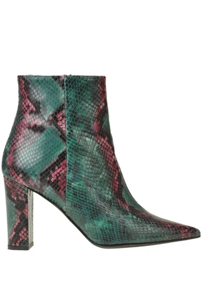 Marc Ellis Reptile Print Leather Ankle Boots In Multicoloured