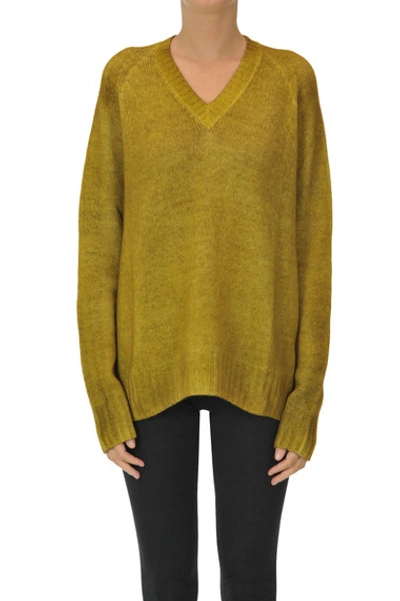 Aragona Blended Effect Knit Pullover In Mustard