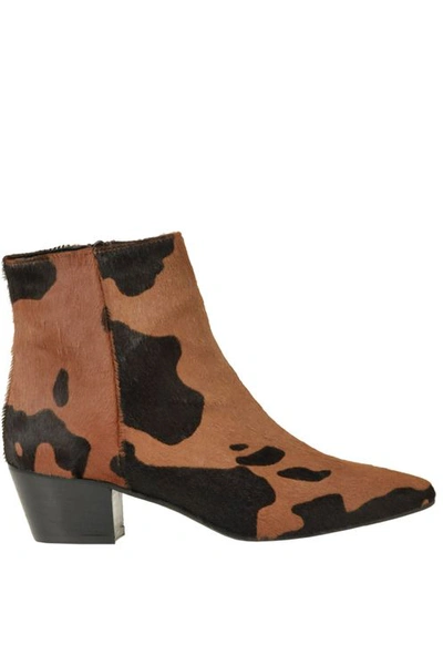 Marc Ellis Animal Print Haircalf Ankle Boots In Brown