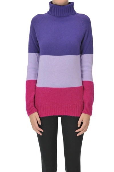 Semicouture Color Block Turtleneck Pullover In Multicoloured