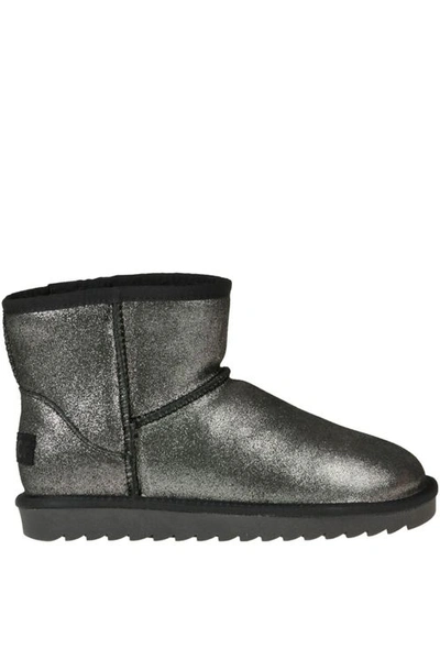 Colors Of California Glittered Eco-suede Ankle Boots In Black