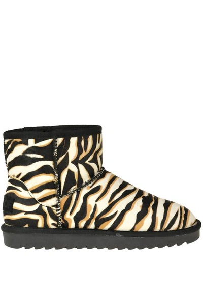 Colors Of California Animal Print Eco-haircalf Ankle Boots In Multi