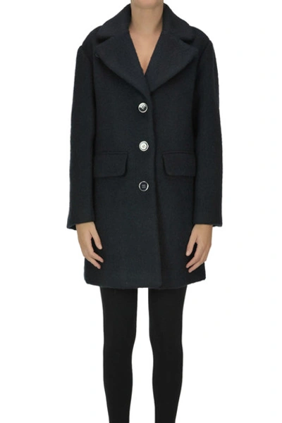 Emporio Armani Wool-blend Coat In Navy Blue
