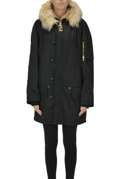 Marc Jacobs Techno Fabric Parka Coat In Black