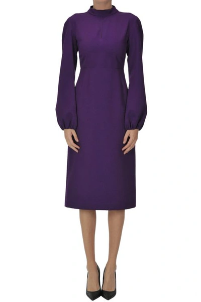 Rochas Midi Wool Dress In Purple