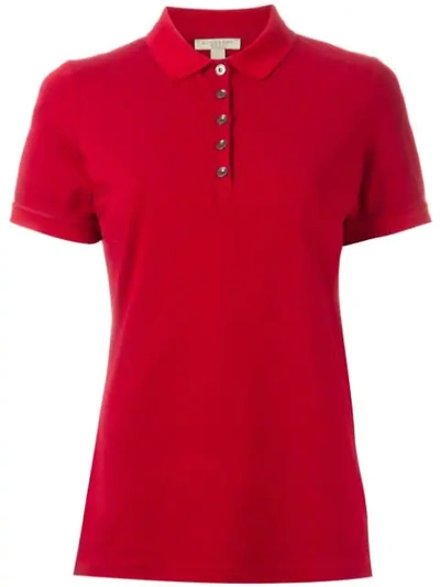 Burberry Check Trim Stretch Cotton Piqué Polo Shirt In Red