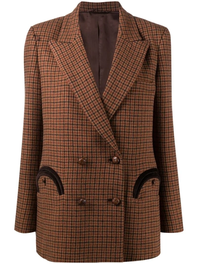 Blazé Milano Rembrandt Houndstooth Double-breasted Wool Jacket In Brown