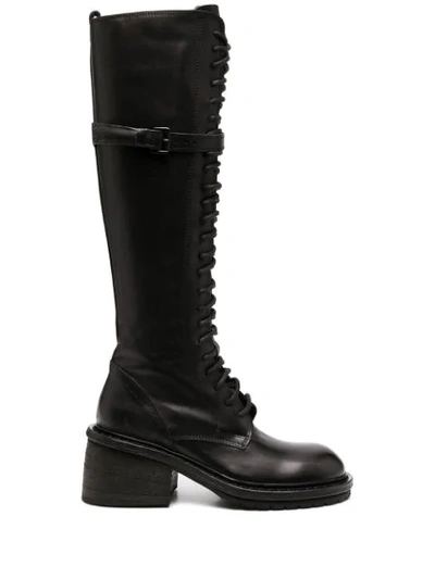 Ann Demeulemeester Knee-high Leather Lace-up Boots In Black