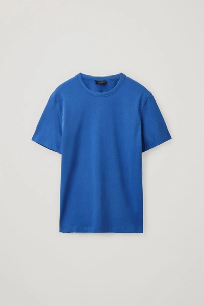 Cos Regular-fit Brushed Cotton T-shirt In Blue