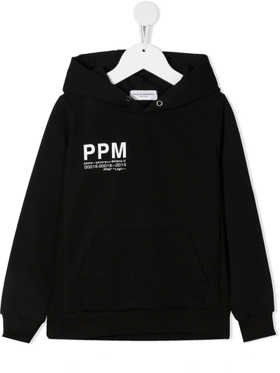 Paolo Pecora Kids' Logo-print Cotton Hoodie In Black