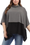 Karen Kane Colorblock Poncho In Dark Heather Grey