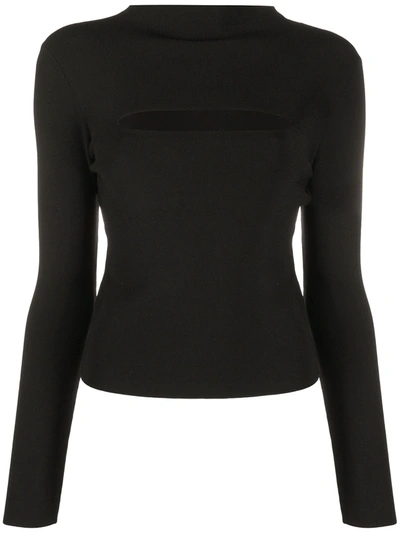 Versace Cut-out High-neck Top In Black