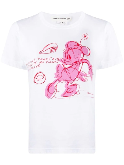 Comme Des Garcons Girl Mouse Print T-shirt In White