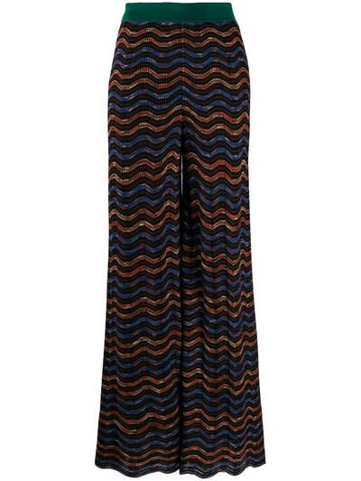 M Missoni Multicolor Wool Blend Trousers In Blue