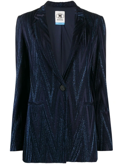 M Missoni Zigzag Pattern Blazer In Blue