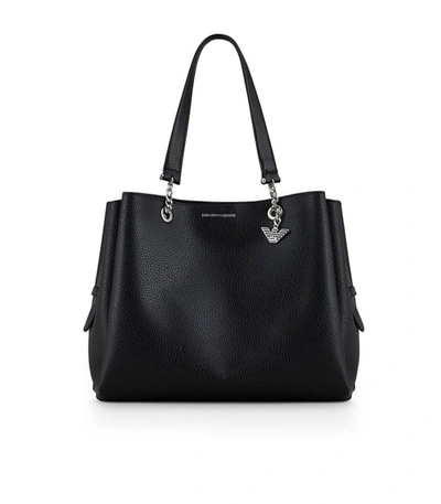 Emporio Armani Black Faux Leather Shopping Bag