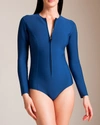Lisa Marie Fernandez Swimwear: Neoprene Farrah Swimsuit In Denim