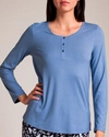 Hanro : Sleep And Lounge Henley Shirt In Soft Blue