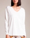 Hanro : Ami Long Sleeve Shirt In Off White