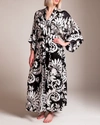 Josie Natori : Mantilla Scroll Long Robe In Black Multi