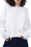 French Connection Balloon Sleeve Crew Neck Sweater In Winter Whi