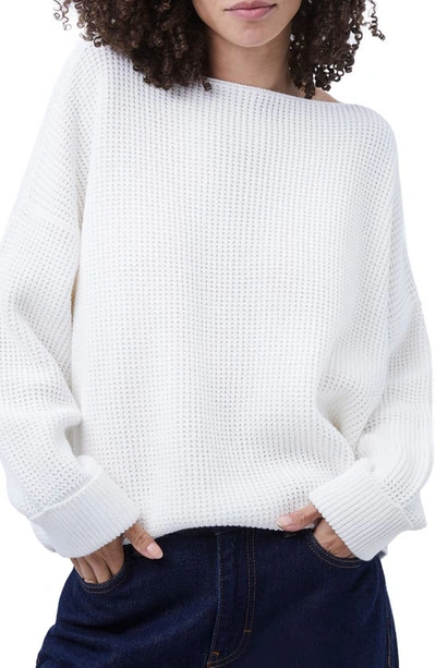 French Connection Balloon Sleeve Crew Neck Sweater In Winter Whi