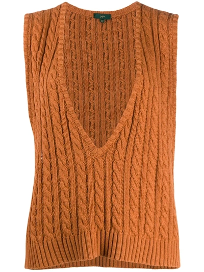 Jejia Chunky Knitted Vest In Brown