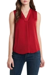 Vince Camuto Rumpled Satin Blouse In Bright Ladybug