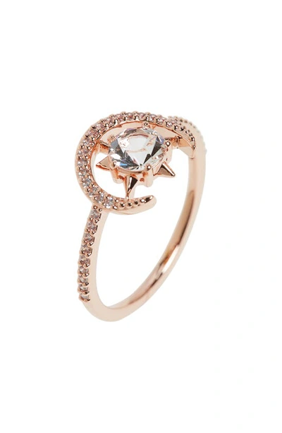 Nadri Wishes Crystal Ring In Clear/ Rose Gold