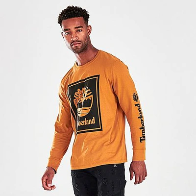 Timberland Men's Stack Tree Logo Long Sleeve T-shirt In Wheat/black