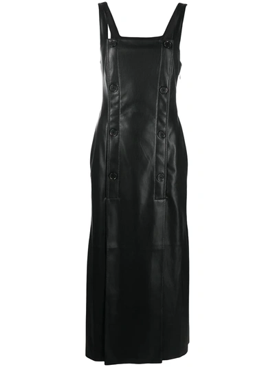 Nanushka Allie Button-detailed Vegan Stretch-leather Dress In Black