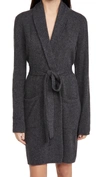 White + Warren Cashmere Short Robe In Charcoal Heather