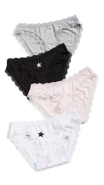 Stripe & Stare Pink Star Bikini Briefs - 4 Pack In Pink Star Multi