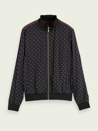 Scotch & Soda All-over Pattern Zip-up Shirt Jacket In Black