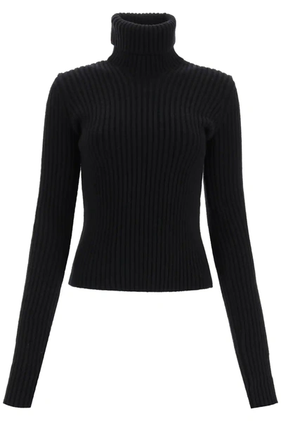 Bottega Veneta Ribbed High Neck Sweater In Black