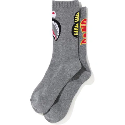 Pre-owned Bape 2nd Shark Socks (fw20) Grey