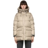 Mackage Freya Foil Shield Water-repellent Hooded Down Jacket In Champagne