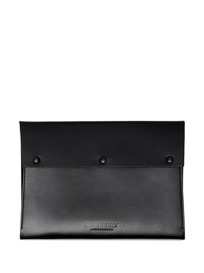 Burberry Large Suede And Leather Envelope Pouch In Black