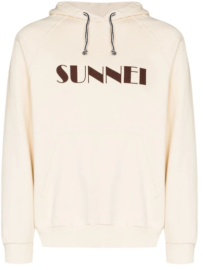 Sunnei Logo Print Hoodie In White