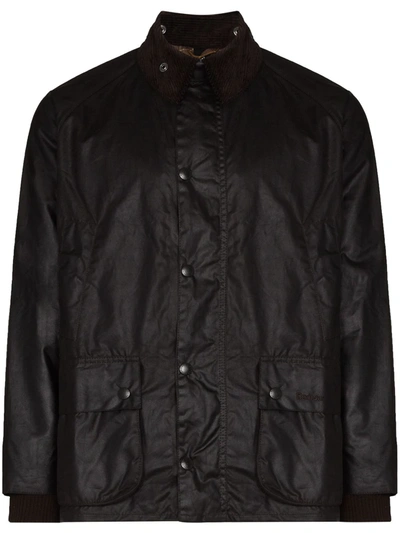 Barbour Faux-leather Snap-button Jacket In Black