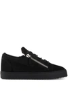 Giuseppe Zanotti Side Zip Leather Sneakers In Black