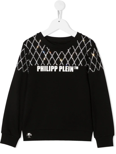 Philipp Plein Junior Kids' Rhinestone-embellished Sweatshirt In Black