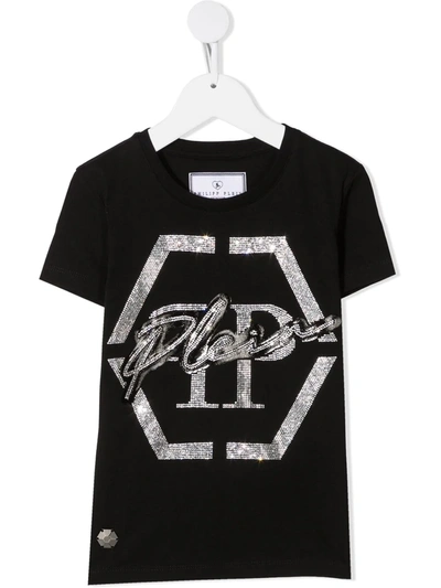 Philipp Plein Junior Kids' Hexagon Short Sleeved T-shirt In Black