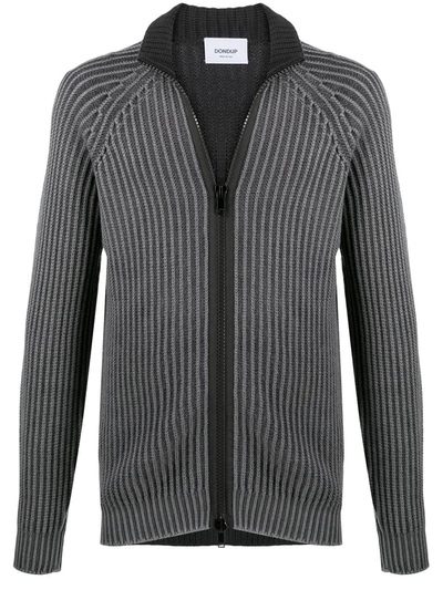 Dondup Ribbed-knit Zipped Jumper In Grey
