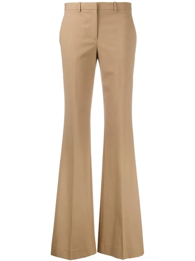 Theory High-waisted Flared Leg Trousers In Neutrals