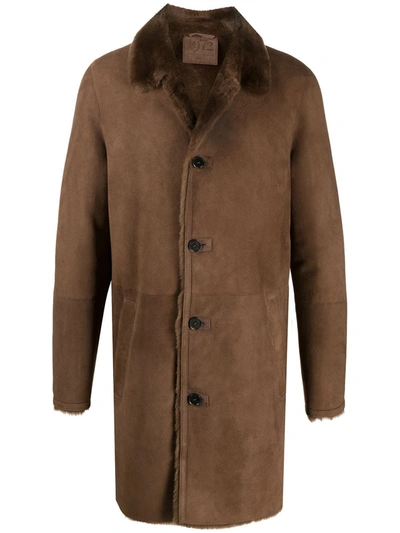 Desa 1972 Button-up Sheepskin Coat In Brown