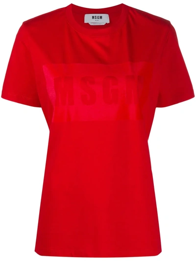 Msgm Tonal-logo Short-sleeve T-shirt In Red