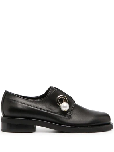 Coliac Vally Leather Chain Loafers In Black
