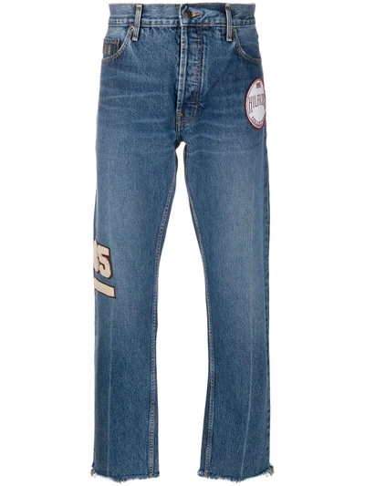Tommy Hilfiger Embroidered Patch Cropped Jeans In Blue