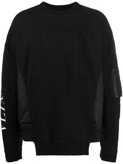 Valentino Logo-print Long-sleeve Sweatshirt In Black